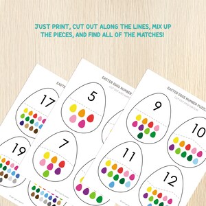 Easter Egg Number Matching, Numbers 1 20, Easter Puzzles, Counting Activity, Toddler, Preschool, Math Centers,Number Recognition,Printable image 4