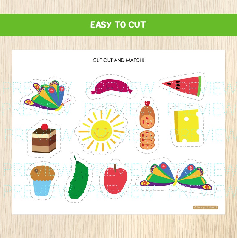 The Very Hungry Caterpillar Shadow Matching Activity, Toddler, Preschool Game, Centers, Homeschool, Printable Worksheets, Busy Book Pages image 3