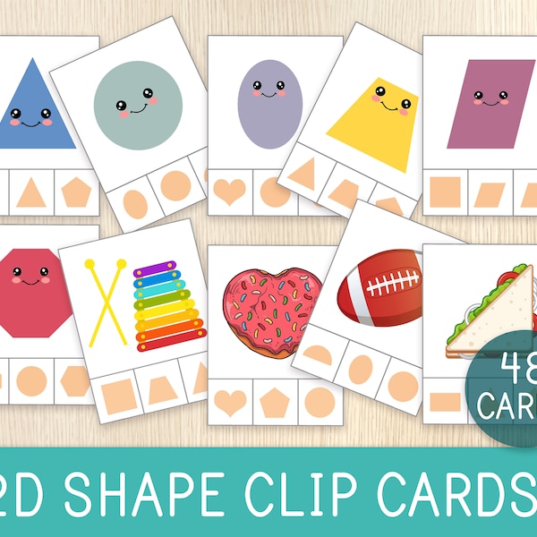 Formen Clip Karten, passende Aktivität für Kleinkinder, Vorschule, Kindergarten, Mathe Lernspiel, beschäftigt Tasche Idee, Feinmotorik