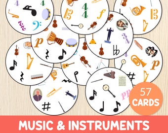 Music Spot It /Dobble Style Game, Instruments de musique, Activité correspondante, École maternelle et maternelle, Éducation musicale, École de musique, Cadeau imprimable