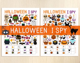 Halloween I Spy, Seek and Find, Look and Find, 2 Games, Counting Activity, I Spy for Kids, Fun Stuff, Preschool, Kindergarten, Printable