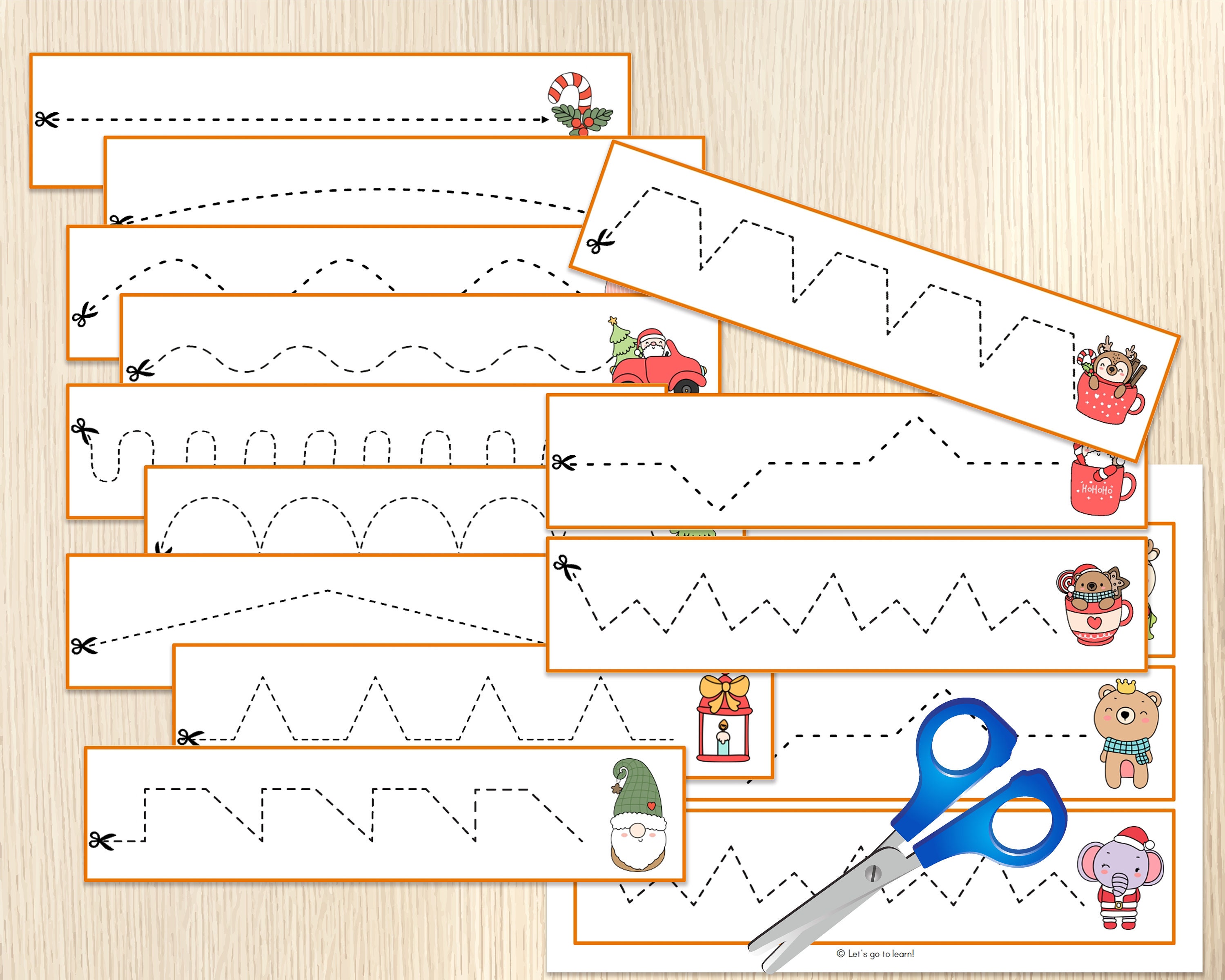 Christmas Cutting Practice - Preschool Scissor Strips Worksheets ...
