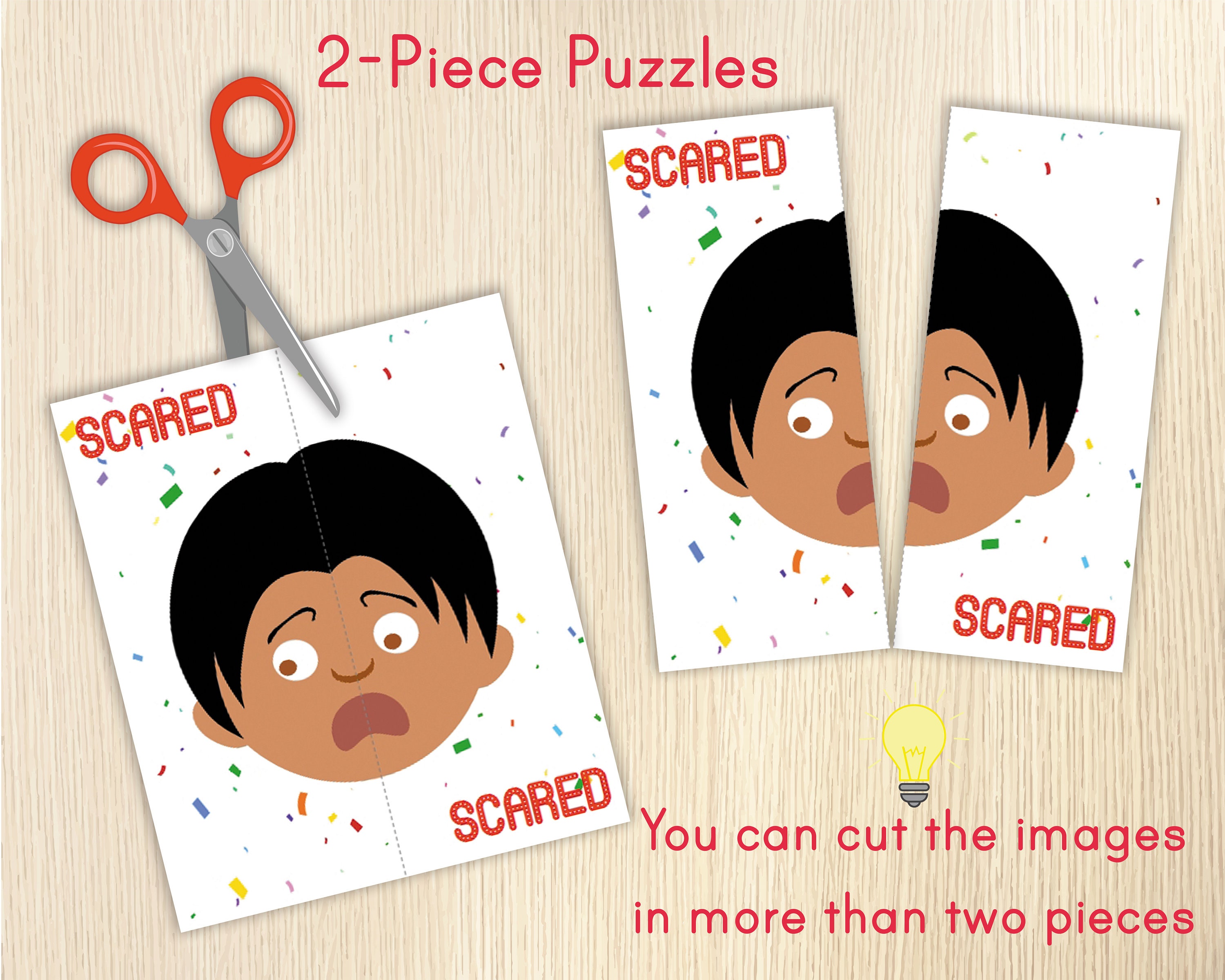 Emotion Puzzles Matching Games Feelings Toddlers Preschool Etsy