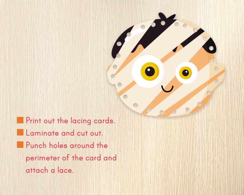 Halloween Lacing Cards, Toddler, Preschool Activity, Fine Motor Skills ...