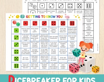Icebreaker Game For Kids, Dicebreaker Questions, Roll & Tell Activity, Getting To Know You, Back to School, Conversation Starters, Party