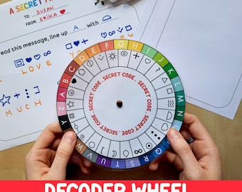 Decoder Wheel, Secret Codes Game, Secret Messages, Spy Gadget, Escape Room, Top Secret Agent, Writing, Educational Printable For Kids