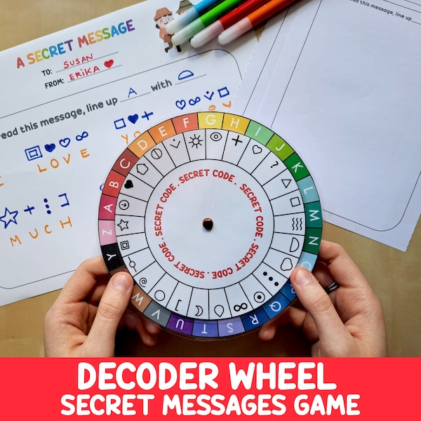 Decoder Wheel, Secret Codes Game, Secret Messages, Spy Gadget, Escape Room, Top Secret Agent, Writing, Educational Printable For Kids