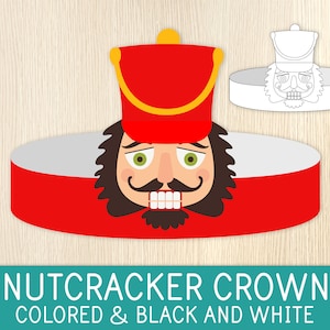 Nutcracker Paper Crown, Party Hat for Kids & Adults, Headband, Party Supplies, Party Favor, Printable Craft, DIY Crown, Photobooth Prop