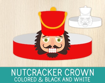 Nutcracker Paper Crown, Party Hat for Kids & Adults, Headband, Party Supplies, Party Favor, Printable Craft, DIY Crown, Photobooth Prop