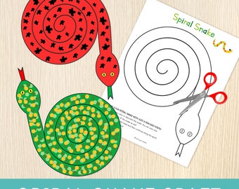 Snake Craft For Kids, Coloring & Cutting Activity, Scissor Skills, Preschool, Kindergarten, Homeschool,  Educational Printable, Centers