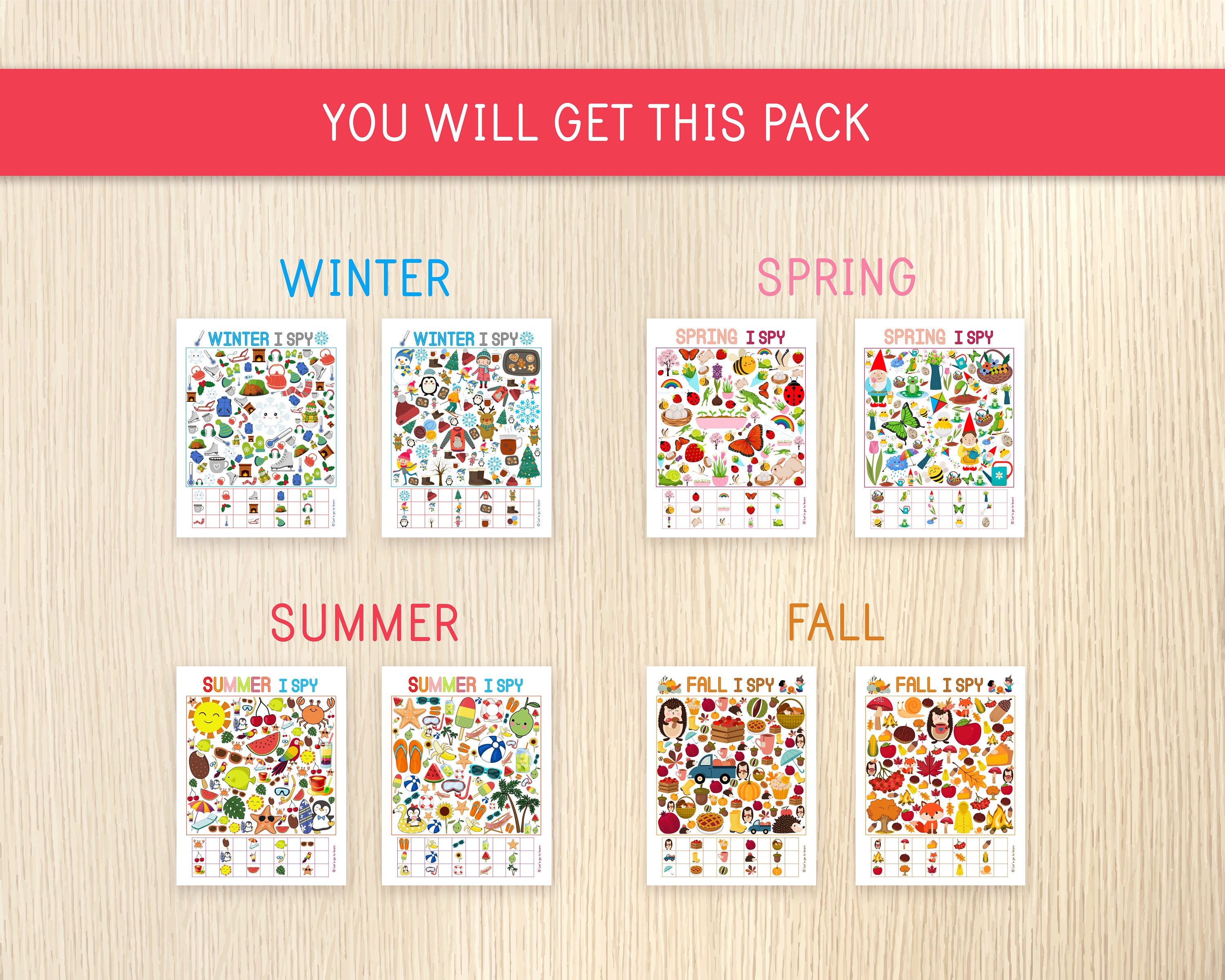 Seasons I Spy BUNDLE, Winter, Spring, Summer, Fall, Look and Find, Seek ...