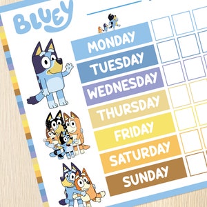Bluey Potty Training Chart for Kids, Printable Reward Chart, Goals ...