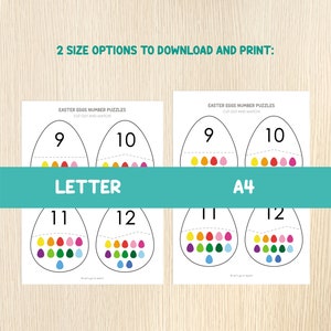 Easter Egg Number Matching, Numbers 1 20, Easter Puzzles, Counting Activity, Toddler, Preschool, Math Centers,Number Recognition,Printable image 5