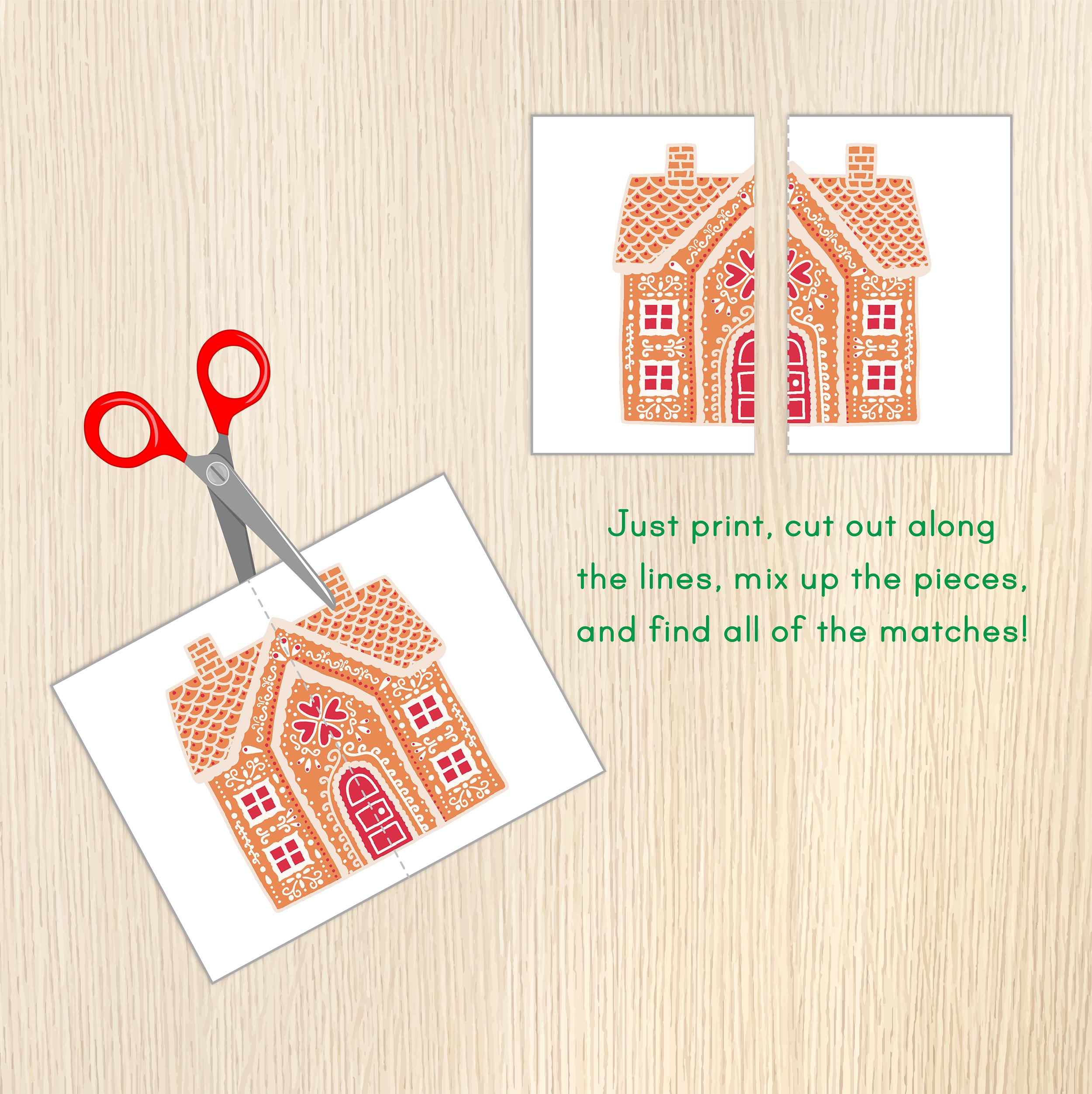 Gingerbread Houses Matching Game - Christmas Matching Activity ...