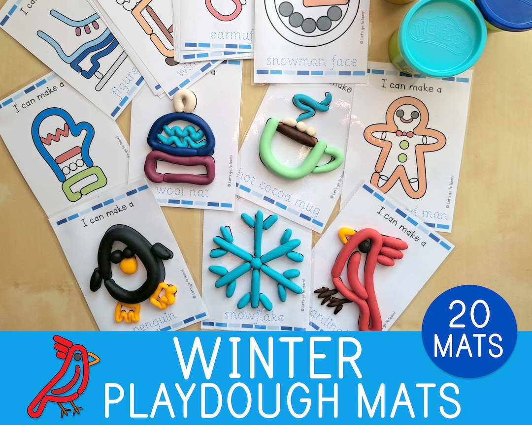 Winter Playdough Mats, 20 Visual Cards, Play Doh, Toddler Activity, Preschool, Kindergarten