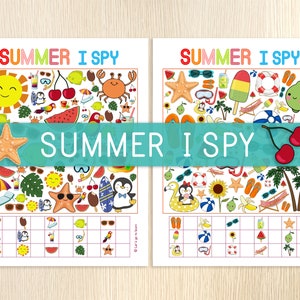 Summer I Spy, Seek and Find, Look and Find, 2 Printable Games, Party Game, Birthday Activity, Counting, I Spy for Kids, Fun Stuff, Preschool