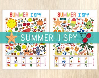 Summer I Spy, Seek and Find, Look and Find, 2 Printable Games, Party Game, Birthday Activity, Counting, I Spy for Kids, Fun Stuff, Preschool