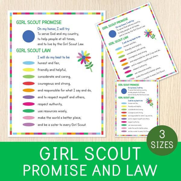 Girl Scout Promise and Law Printable, Girl Scout Law, Girl Scout Promise, Daisy Flower Girl Scout, Daisy Petals Handout, Scouting Principles