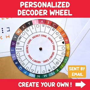 Personalized Decoder Wheel, Create Your Own Wheel, Secret Codes, Secret Messages, Spy Gadget, Escape Room, Top Secret Agent, Party, Gift