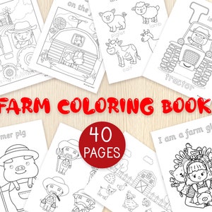 Farm Coloring Pages - 40 Coloring Sheets for Kids - Farm Animals Coloring - Farm Party Favors - Farm Birthday - Farm Life - Printable