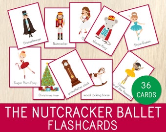 Nutcracker Ballet Flashcards or Wordcards for Kids, Christmas Story, Vocabulary, Characters, Ballerinas, Music, Educational Printable