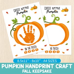 Lavoretto con impronta di zucca di Halloween - Bambini piccoli e scuola materna - Ricordo autunnale per bambini - Attività per bambini - Lavoretto artistico stampabile - Regalo personalizzato
