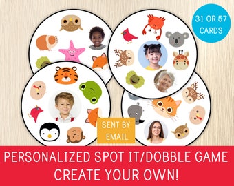 Personalized Spot It Style Game , Dobble or Seek It, Create Your Printable Card Game,  Family or School, Party Activity, Personalized Gift