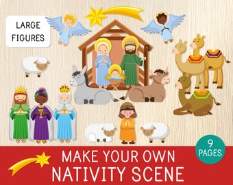 Nativity Scene for Christmas, Advent, Stick Puppets, Christmas Characters, Christian Craft for Kids, Home and Classroom Decor, Homeschool