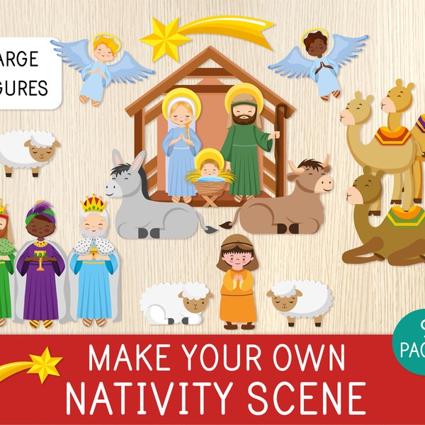 Nativity Scene for Christmas, Advent, Stick Puppets, Christmas Characters, Christian Craft for Kids, Home and Classroom Decor, Homeschool