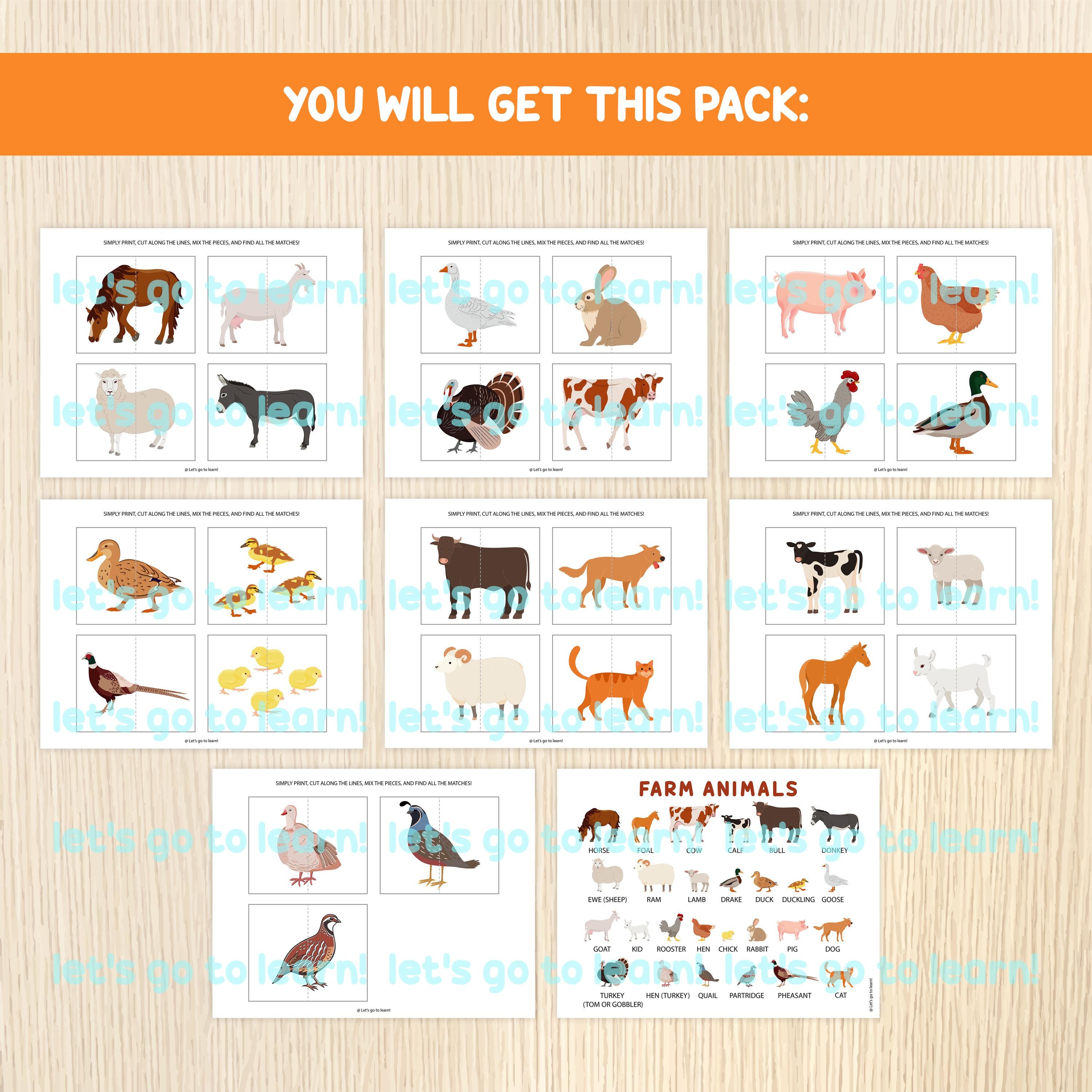 Farm Animals Matching Game for Kids - Animal Puzzles - Farm Animal ...