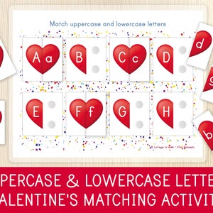 Activités d'association de l'alphabet pour la Saint-Valentin, lettres, coeurs, jeu préscolaire, activité pour la maternelle, pages de livre chargées, éducation à imprimer