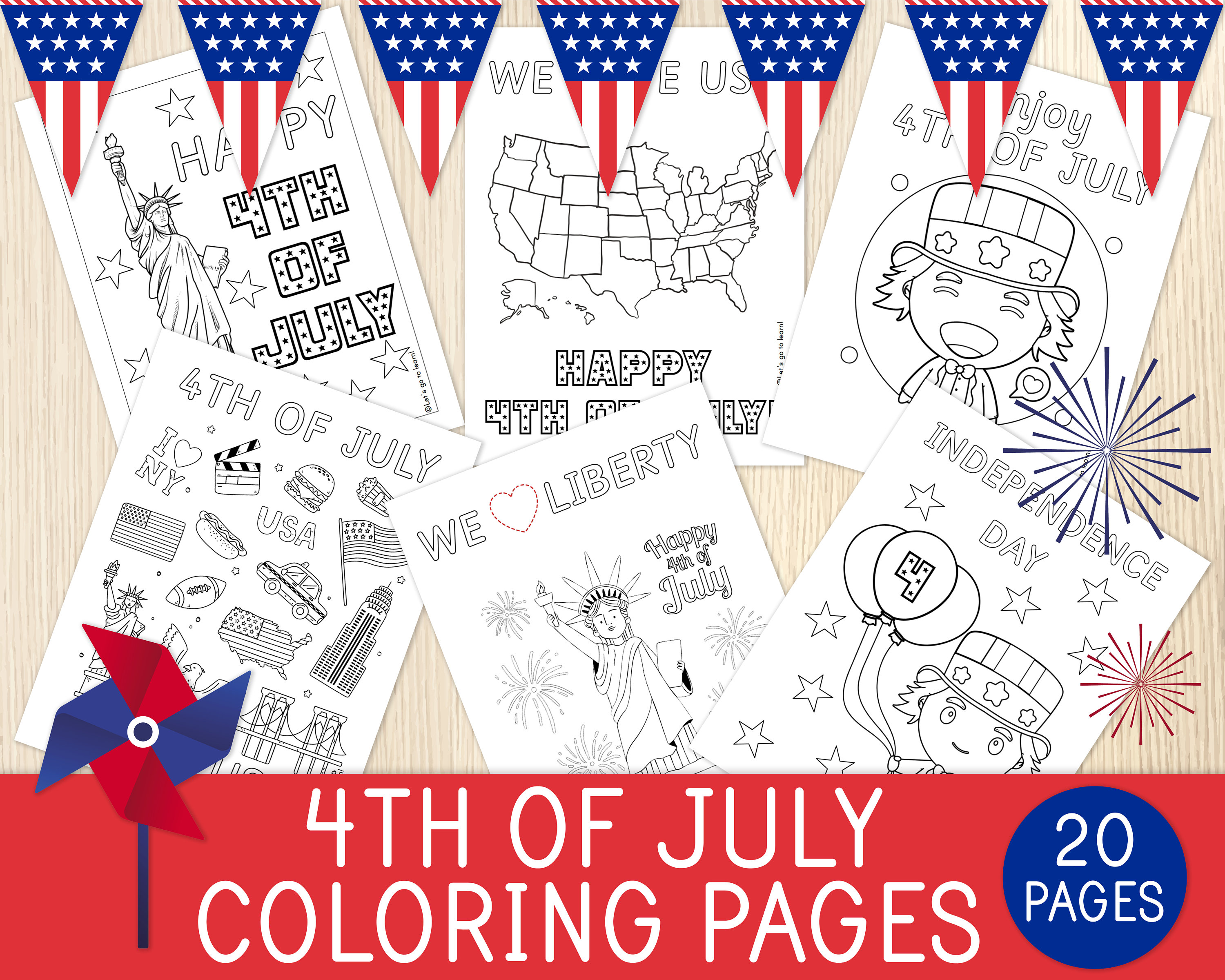 4th of july coloring pages independence day patriotic etsy