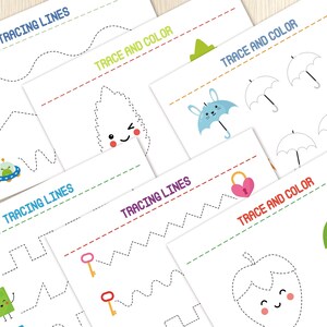 Tracing Practice Worksheets - Pre-Writing Activities - Line Tracing - Toddler, Preschool - Handwriting - Busy Book Pages - Homeschool image 5