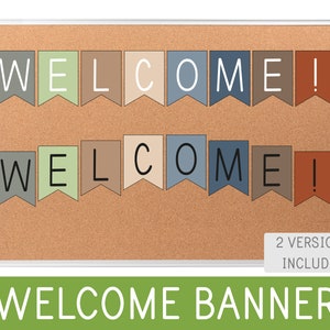Welcome Banner, Bunting Letters, Earth Colors Classroom Decor, Printable, Teacher Banner, School Bulletin Board, Back to School