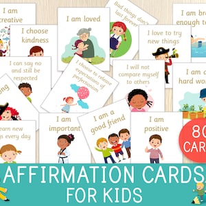 Affirmation Cards For Kids, 80 Cards, Positive Thought, Motivational, Mindfulness, Mind Cards, Social & Emotional Learning, Empowering Kids