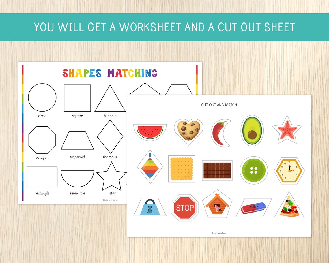 Shapes Matching Activity, Matching Game for Kids, Math Worksheet ...