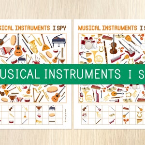 Musikinstrumente I Spionagespiele, Zählaktivität, Suchen und Finden, Vorschule, Kindergarten, Musik für Kinder, Musikschulen, -zenten, No Prep