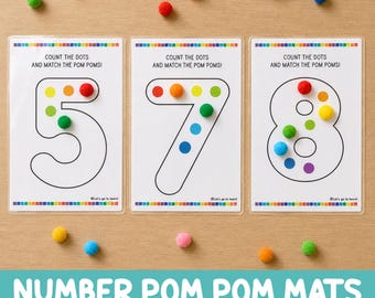 Number Pom Pom Mats 1–10 Printable — Count and Match Activity — Preschool Math and Fine Motor Game — A4 & US Letter PDF — Number Recognition