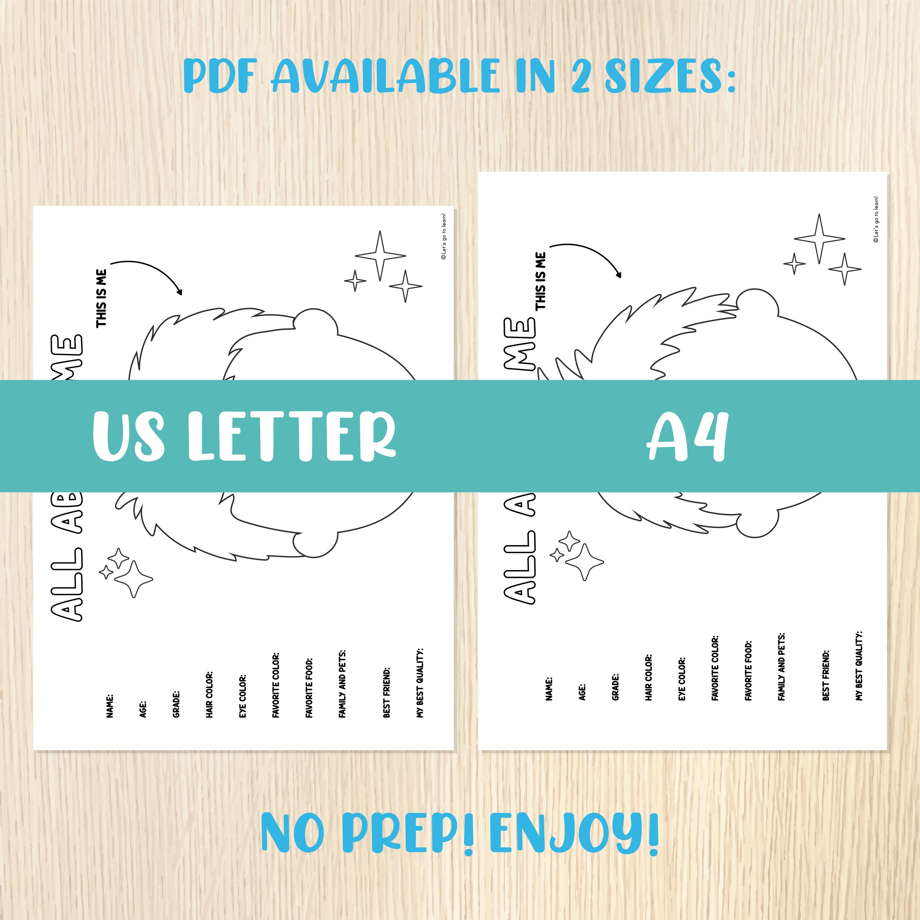 All About Me Face Templates Printable Worksheets Fun Self Portrait