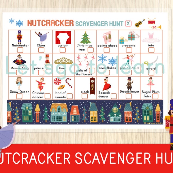 Nutcracker Scavenger Hunt, Treasure Hunt Activity, Christmas Game, Nutcracker Ballet, Printable Game For Kids, Holidays Game, Ballerinas