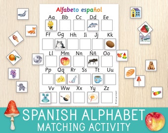 Spanish Alphabet Matching Activity, Beginning Sounds, Spanish Classroom, Spanish Resources, Preschool, Kindergarten,Learn Spanish Vocabulary