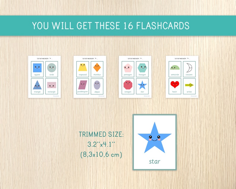 Shapes Flashcards , 2D Shapes, Preschool & Kindergarten Cards, Learning ...