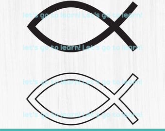Chrześcijańska ryba SVG - Plik do cięcia symbolu Ichthys - Clipart ryby Jezusa - Religijne svg png eps dxf pdf jpg dla Cricut i sublimacji - 2 wzory