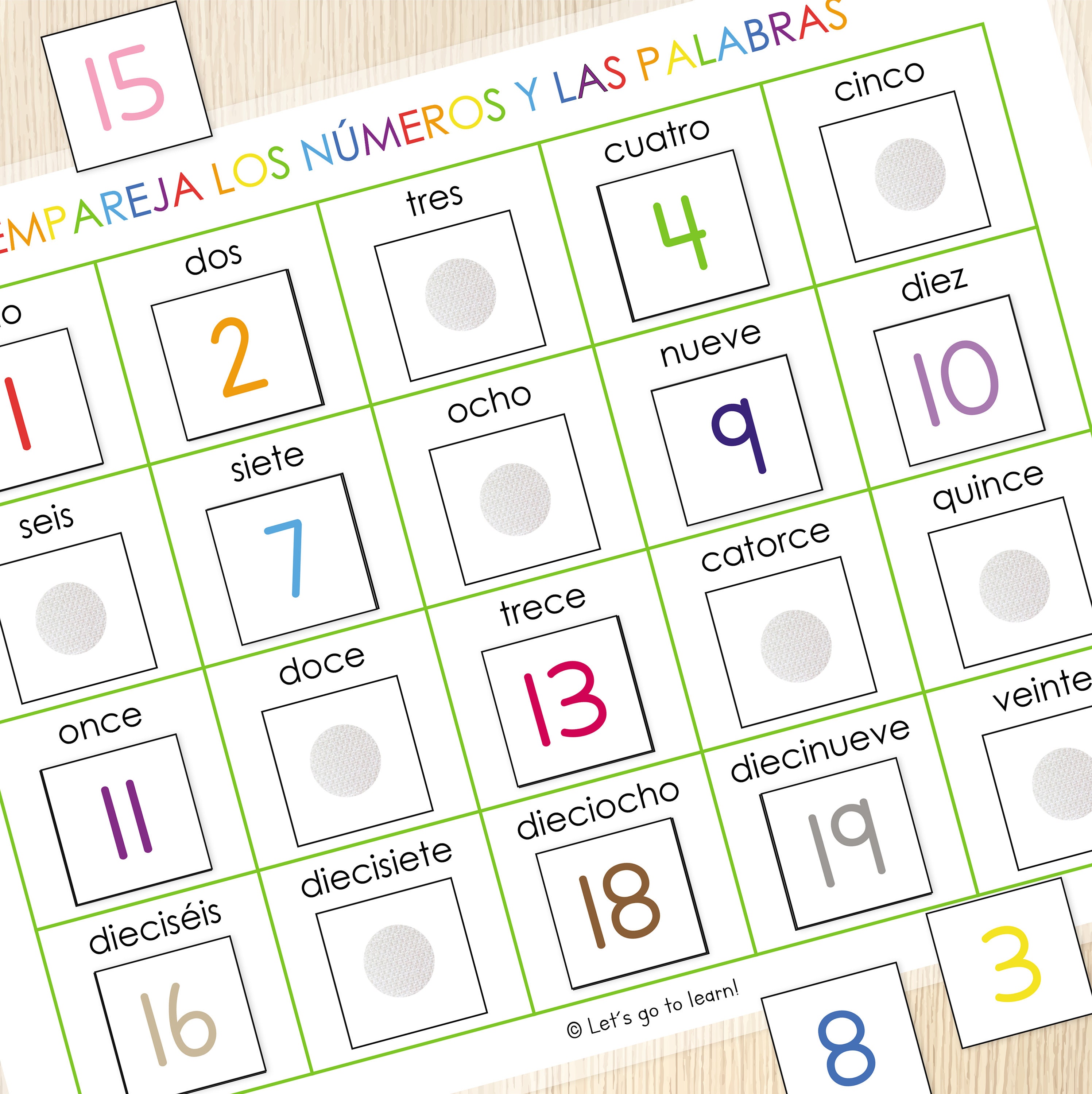 Number Matching Game in Spanish - Spanish Numbers Worksheet - Centers ...