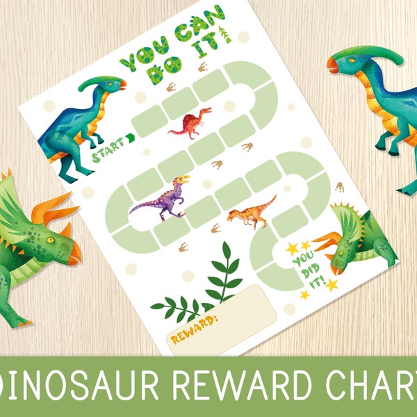 Dinosaur Reward Chart, Sticker Chart, Toddler, Preschool Kids, Letter & A4, Potty Training Chart, Behavior Chart, Goals, Printable, No Prep