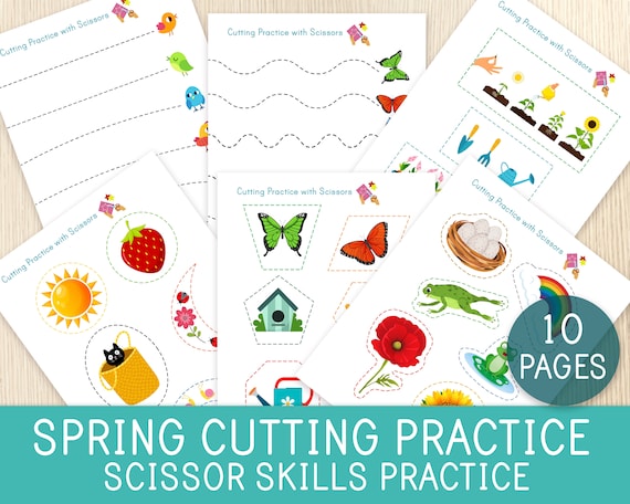 Spring Cutting Practice, Scissor Skills Practice, Worksheets for