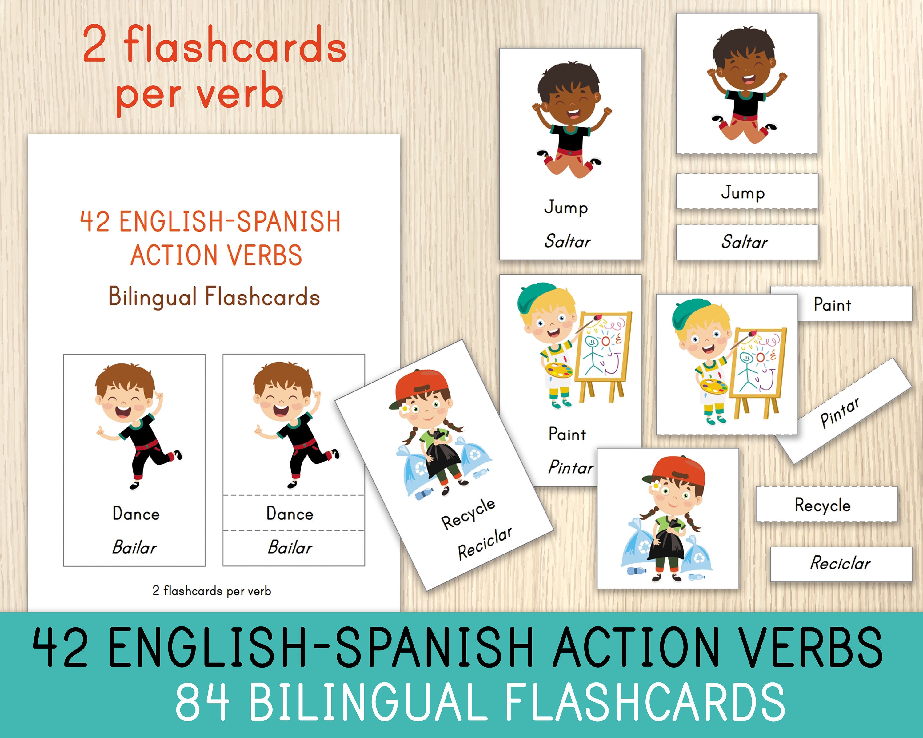 english-spanish-action-verbs-42-verbs-84-bilingual-etsy