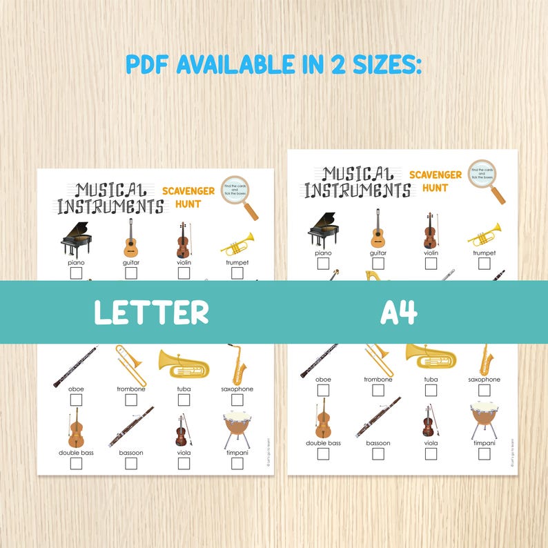 Musical Instruments Scavenger Hunt With Cards - Treasure Hunt Game ...