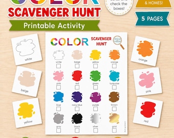 Color Scavenger Hunt with Cards — Preschool and  Kindergarten Matching Game — Indoor Outdoor Treasure Hunt Game — Color Recognition
