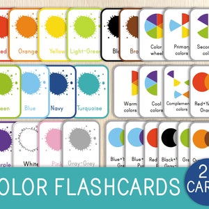 Flashcards coloridos, cartões coloridos, criança, pré-escola, jardim de infância, atividade de cores, aprendizagem de cores, flashcards para impressão, Montessori, educação domiciliar
